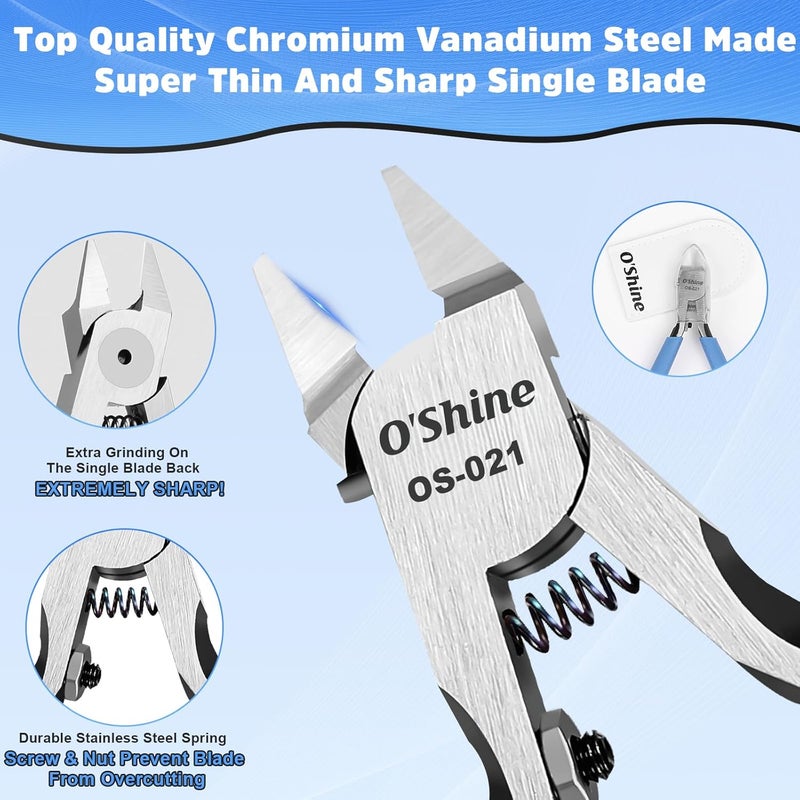 OSHINE O’Shine Ultimate Single-edged Sprue Cutter, Super Thin & Sharp Model Snips For Plastic Models, Single Blade Gunpla Gundam Model Nippers & Hobby Model Clippers, w/A Plastic Sheath & A Leather Sheath - Image 3